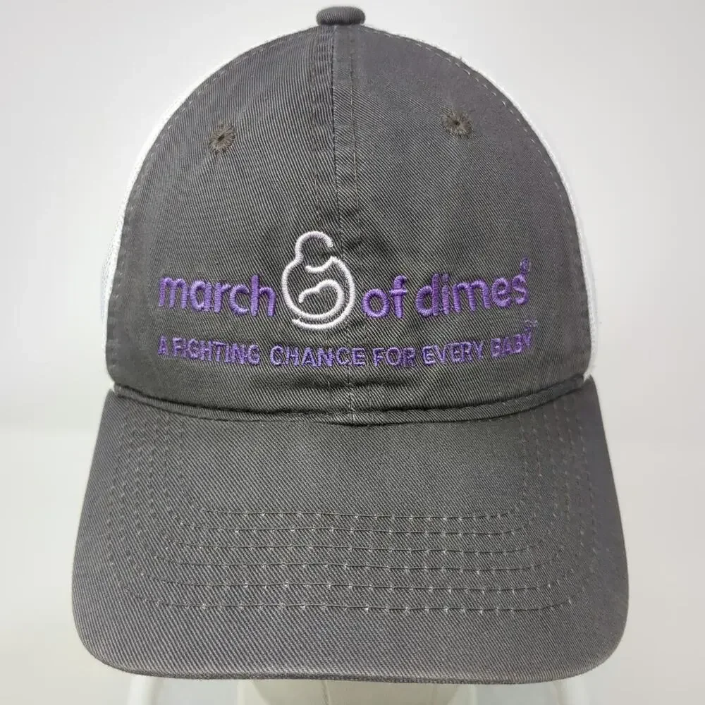 Outdoor Cap Baseball Cap Gray White One Size March of Dimes Mesh Strapback Hat